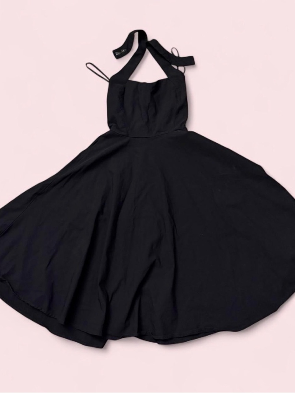 Unique Vintage Black Halter Fit-and-Flare Dress
